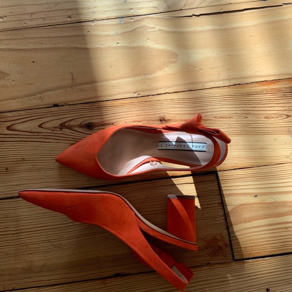 Orange Suede Pumps - Picture 4 of 4